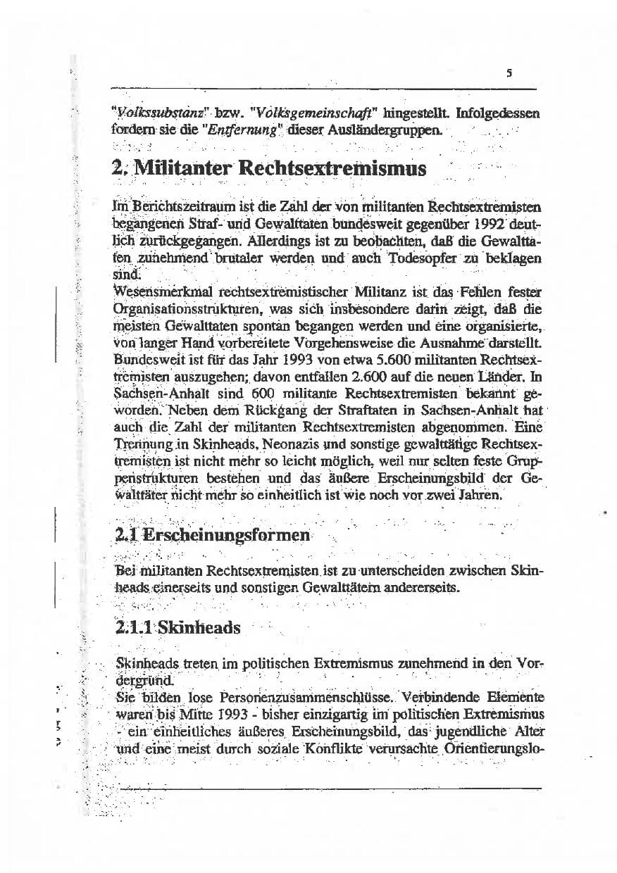 Seite 19 des Verfassungsschutzbericht 1993 Sachsen-Anhalt