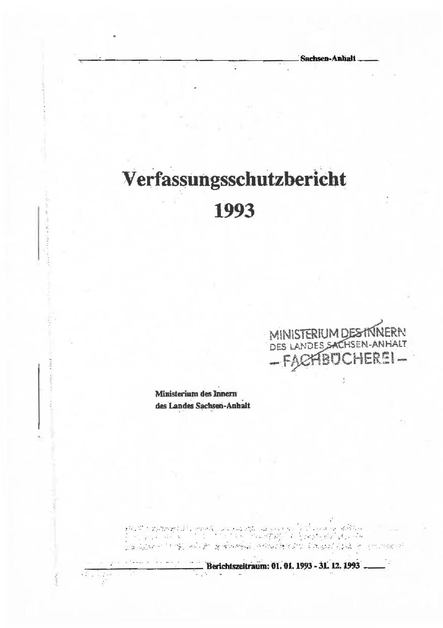 Seite 3 des Verfassungsschutzbericht 1993 Sachsen-Anhalt