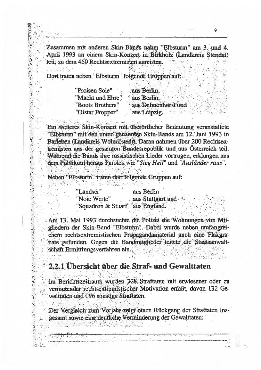 Seite 23 des Verfassungsschutzbericht 1993 Sachsen-Anhalt