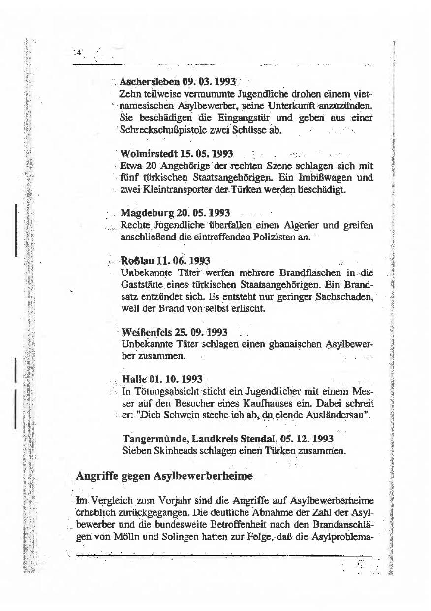 Seite 28 des Verfassungsschutzbericht 1993 Sachsen-Anhalt