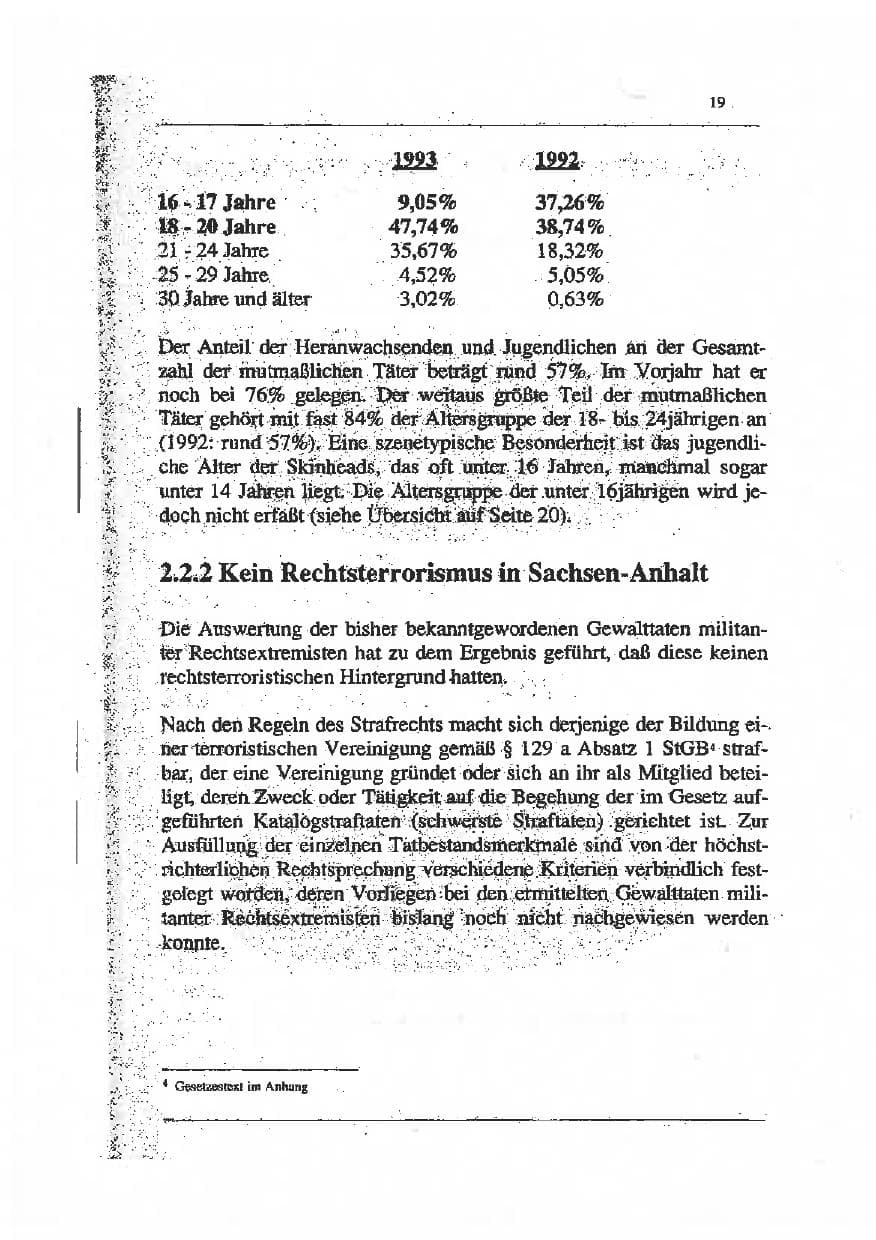 Seite 33 des Verfassungsschutzbericht 1993 Sachsen-Anhalt