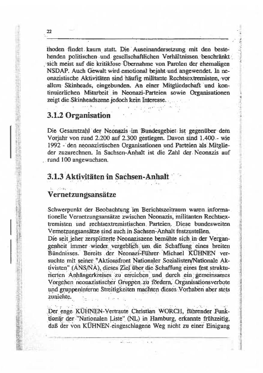 Seite 36 des Verfassungsschutzbericht 1993 Sachsen-Anhalt