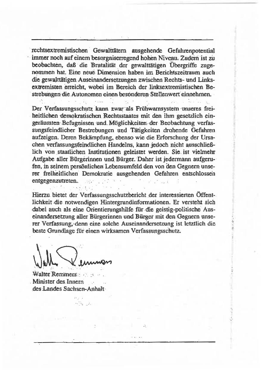 Seite 6 des Verfassungsschutzbericht 1993 Sachsen-Anhalt