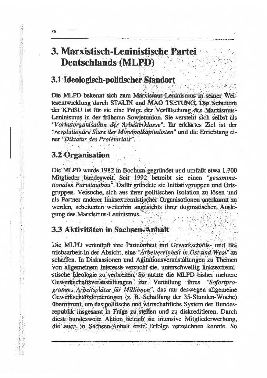 Seite 70 des Verfassungsschutzbericht 1993 Sachsen-Anhalt