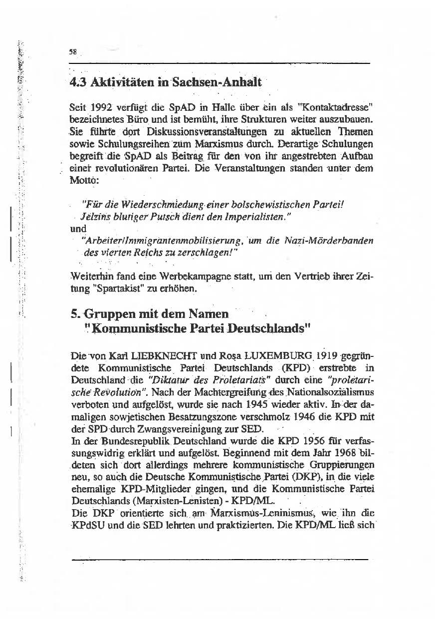 Seite 72 des Verfassungsschutzbericht 1993 Sachsen-Anhalt