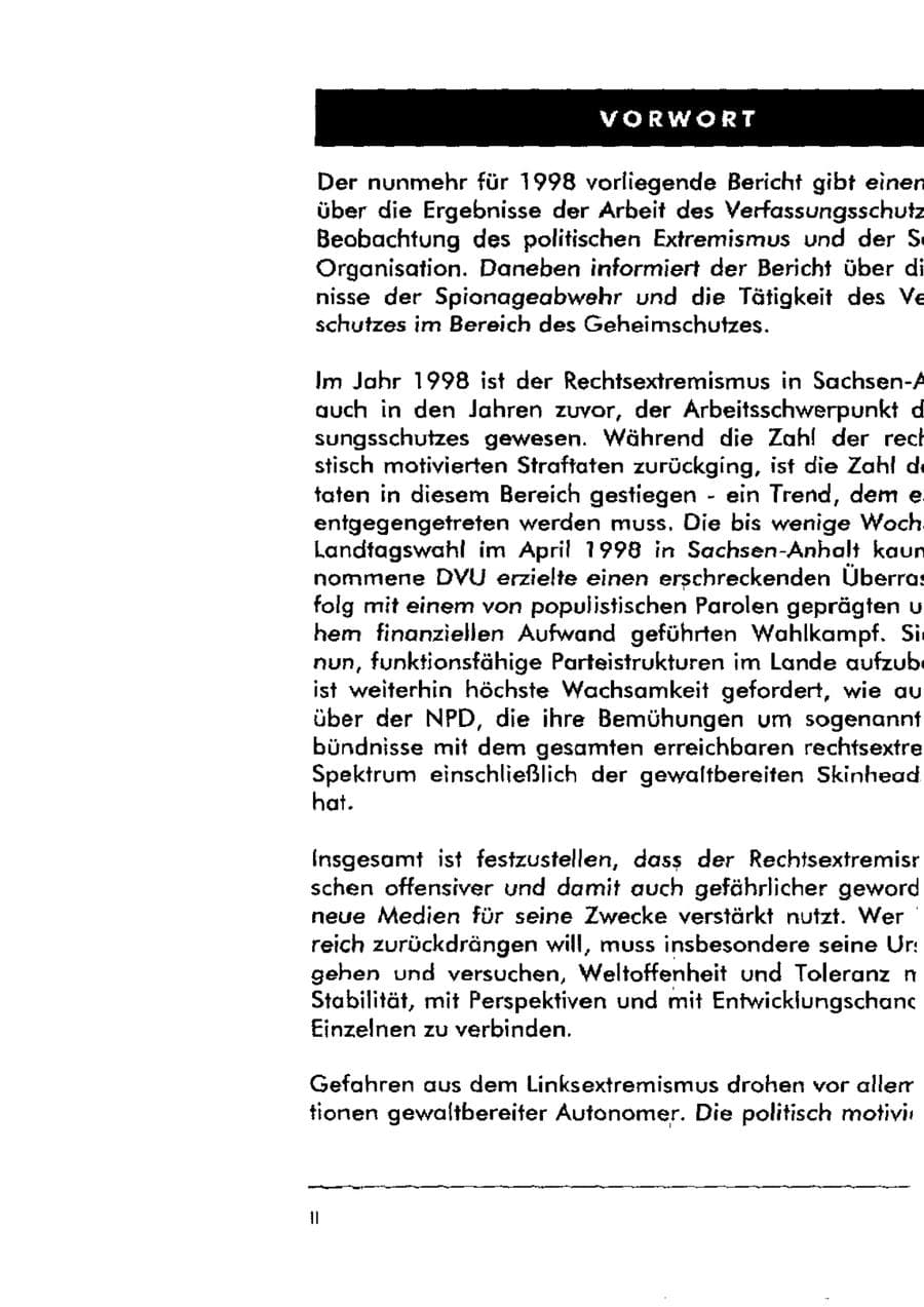 Seite 7 des Verfassungsschutzbericht 1998 Sachsen-Anhalt