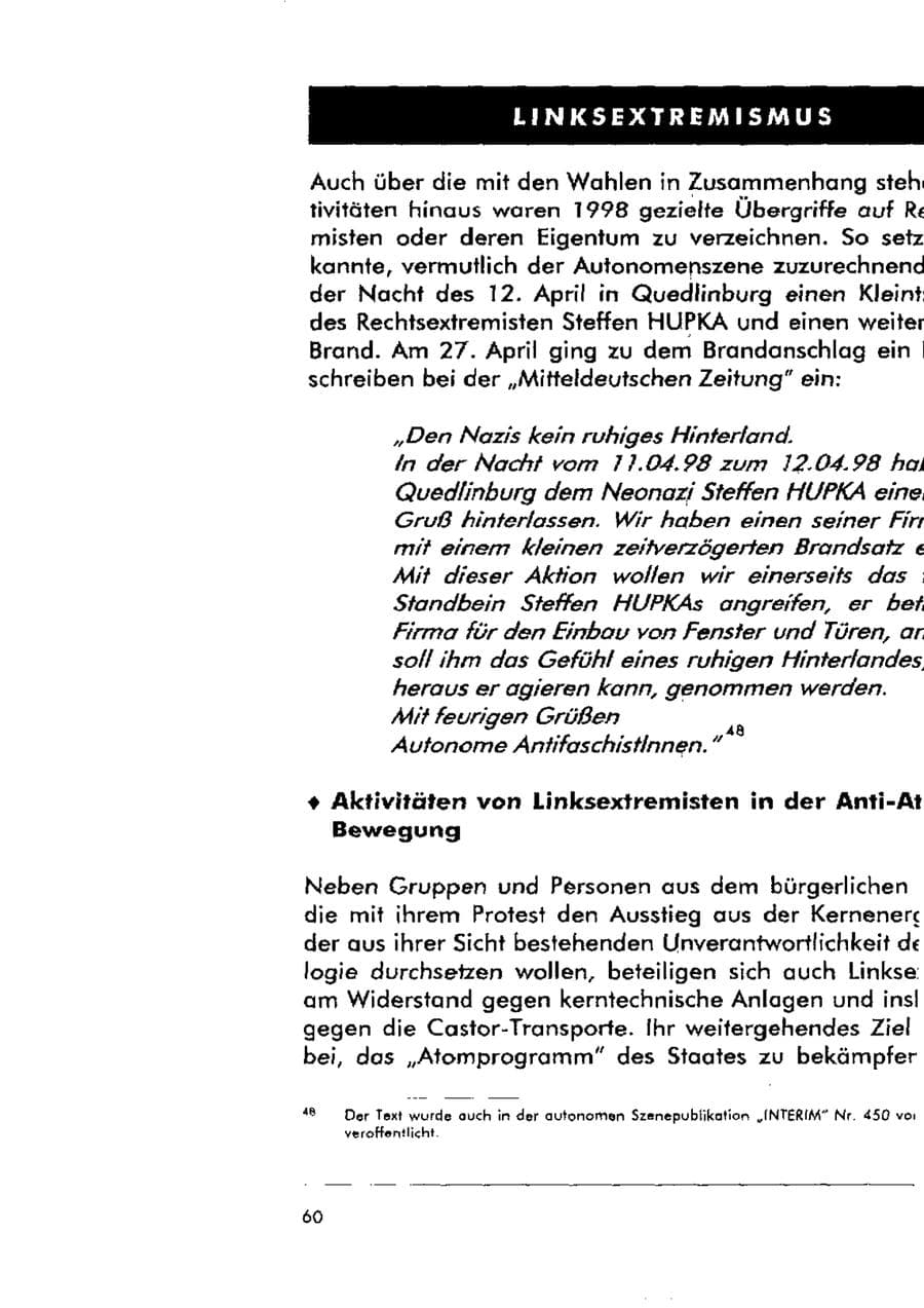 Seite 65 des Verfassungsschutzbericht 1998 Sachsen-Anhalt