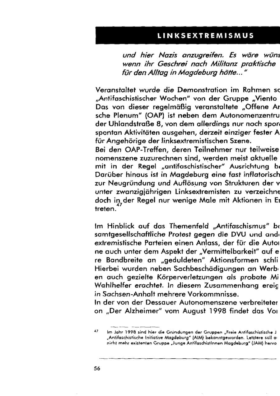Seite 76 des Verfassungsschutzbericht 1998 Sachsen-Anhalt