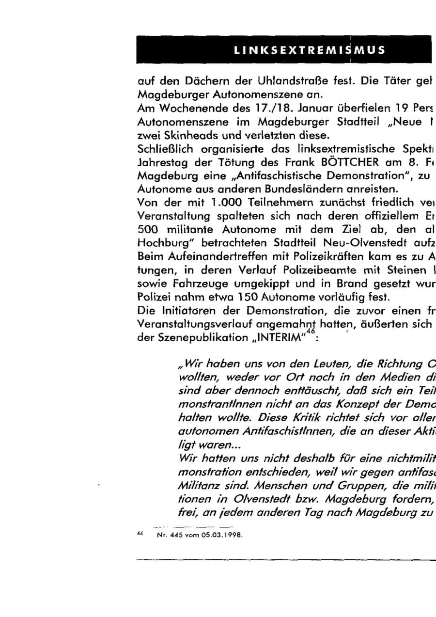 Seite 77 des Verfassungsschutzbericht 1998 Sachsen-Anhalt