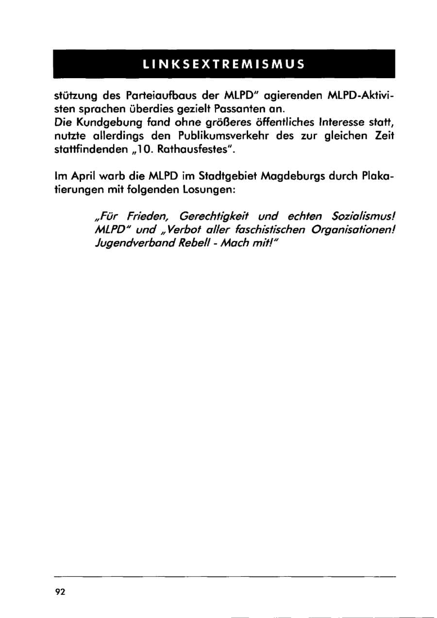 Seite 102 des Verfassungsschutzbericht 2000 Sachsen-Anhalt