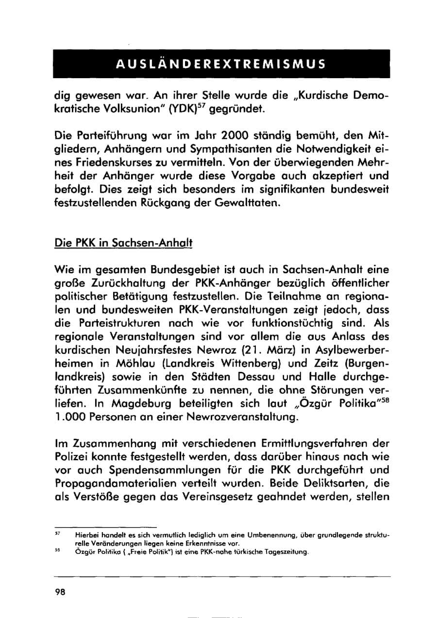 Seite 108 des Verfassungsschutzbericht 2000 Sachsen-Anhalt
