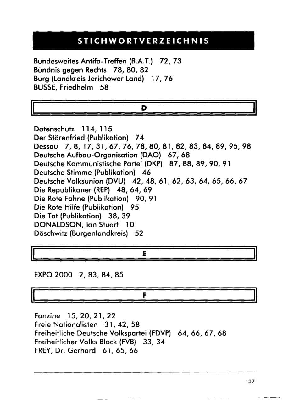 Seite 147 des Verfassungsschutzbericht 2000 Sachsen-Anhalt