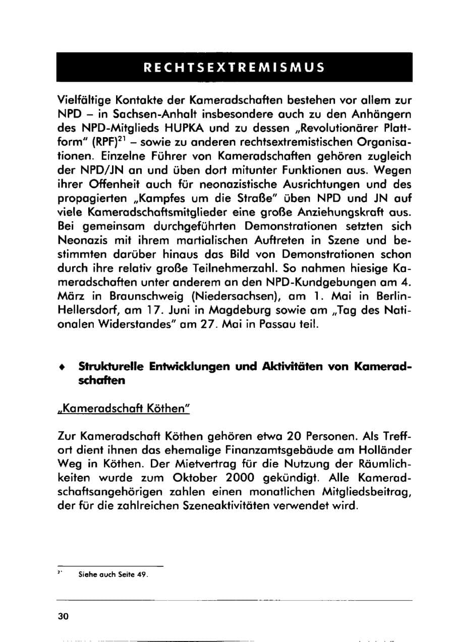 Seite 40 des Verfassungsschutzbericht 2000 Sachsen-Anhalt