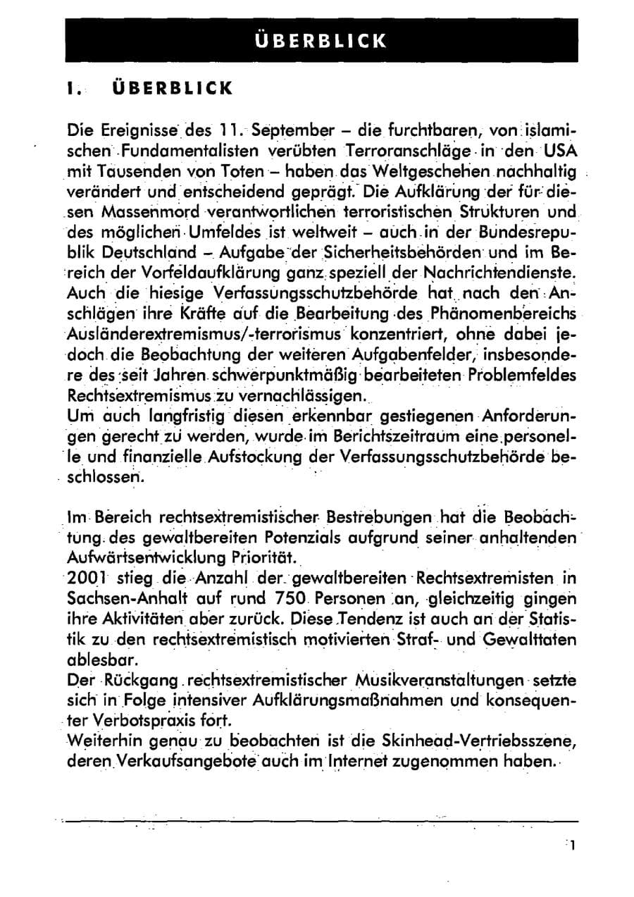 Seite 12 des Verfassungsschutzbericht 2001 Sachsen-Anhalt