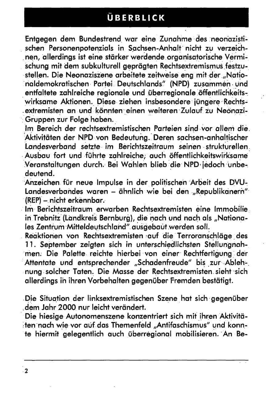 Seite 13 des Verfassungsschutzbericht 2001 Sachsen-Anhalt