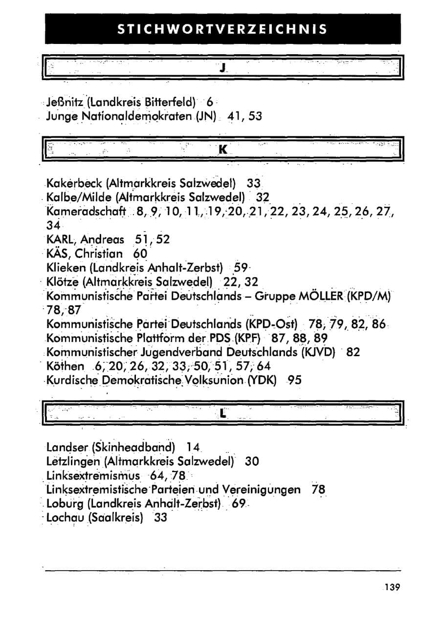 Seite 150 des Verfassungsschutzbericht 2001 Sachsen-Anhalt