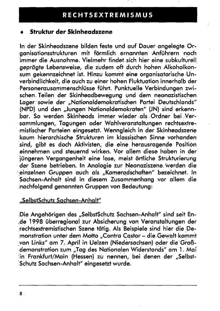 Seite 19 des Verfassungsschutzbericht 2001 Sachsen-Anhalt