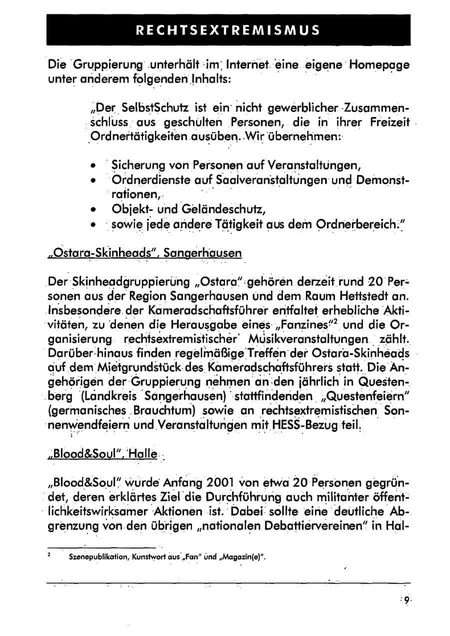 Seite 20 des Verfassungsschutzbericht 2001 Sachsen-Anhalt