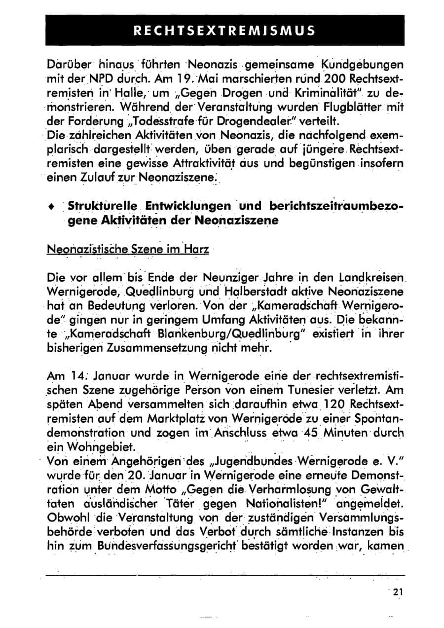 Seite 32 des Verfassungsschutzbericht 2001 Sachsen-Anhalt