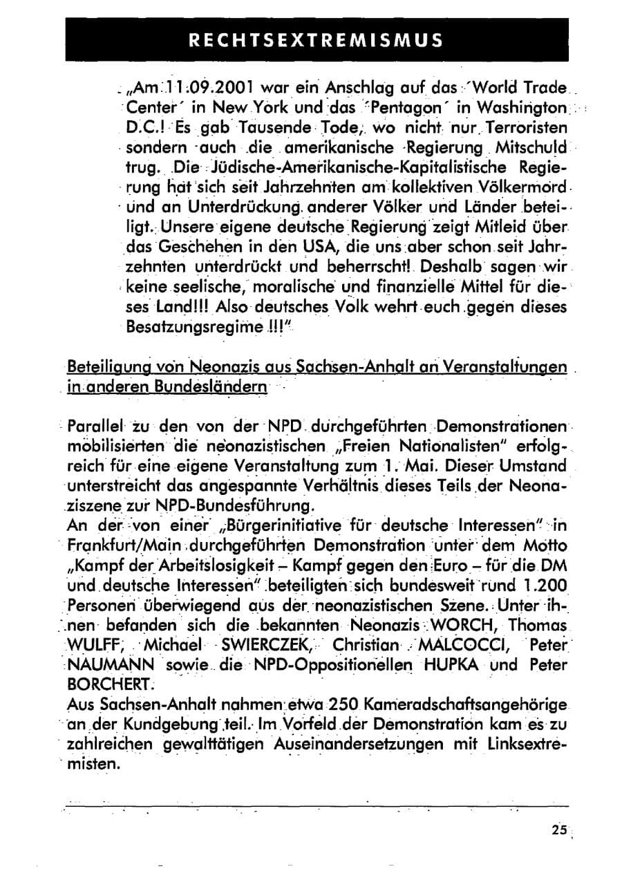 Seite 36 des Verfassungsschutzbericht 2001 Sachsen-Anhalt