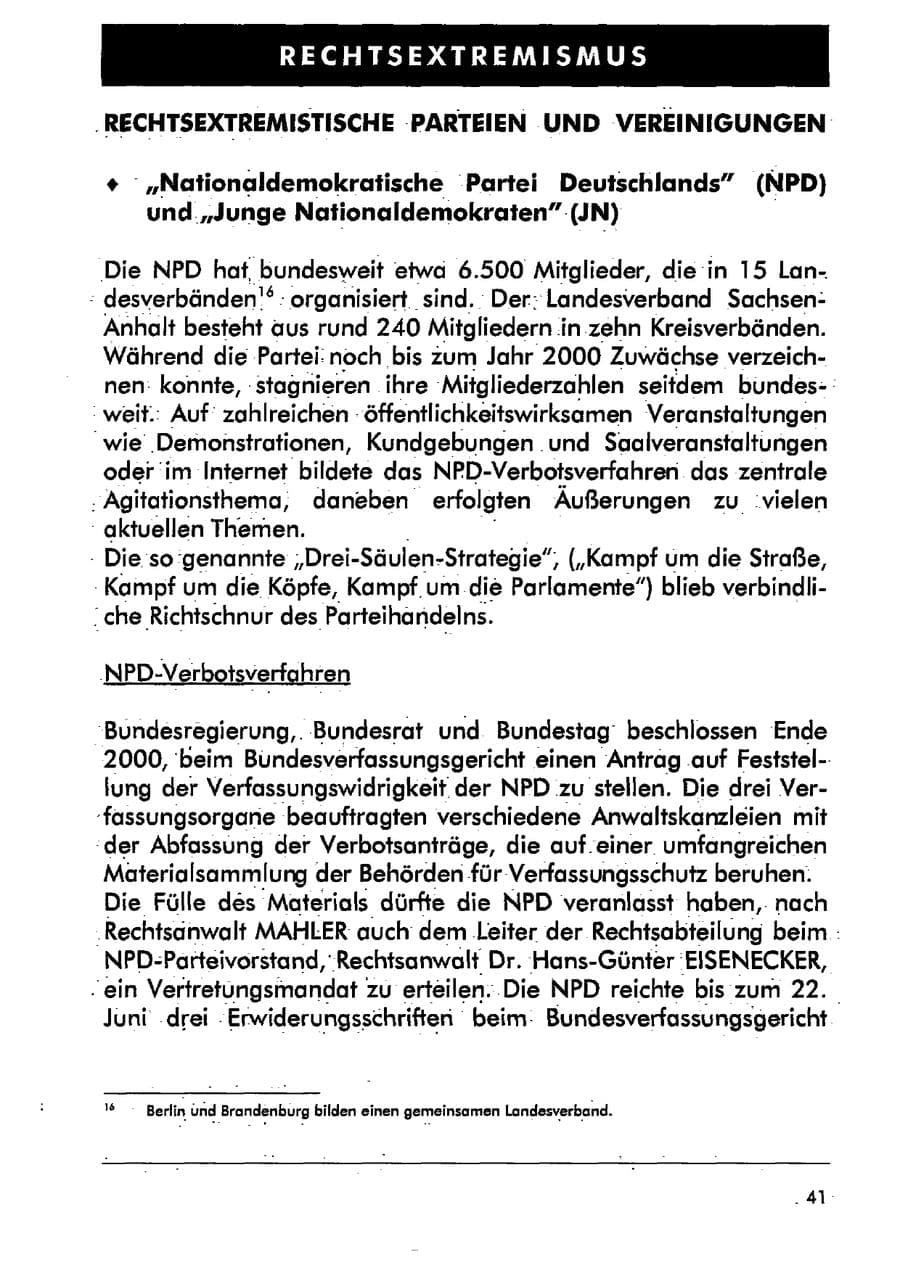Seite 52 des Verfassungsschutzbericht 2001 Sachsen-Anhalt
