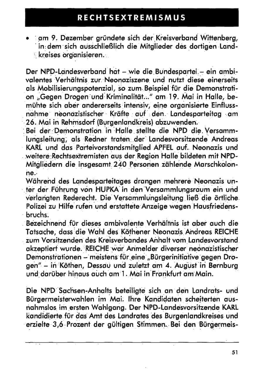 Seite 62 des Verfassungsschutzbericht 2001 Sachsen-Anhalt
