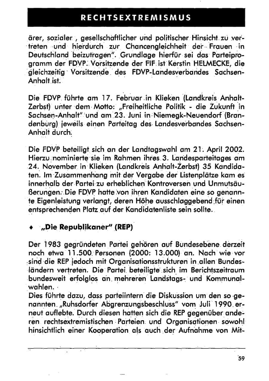 Seite 70 des Verfassungsschutzbericht 2001 Sachsen-Anhalt