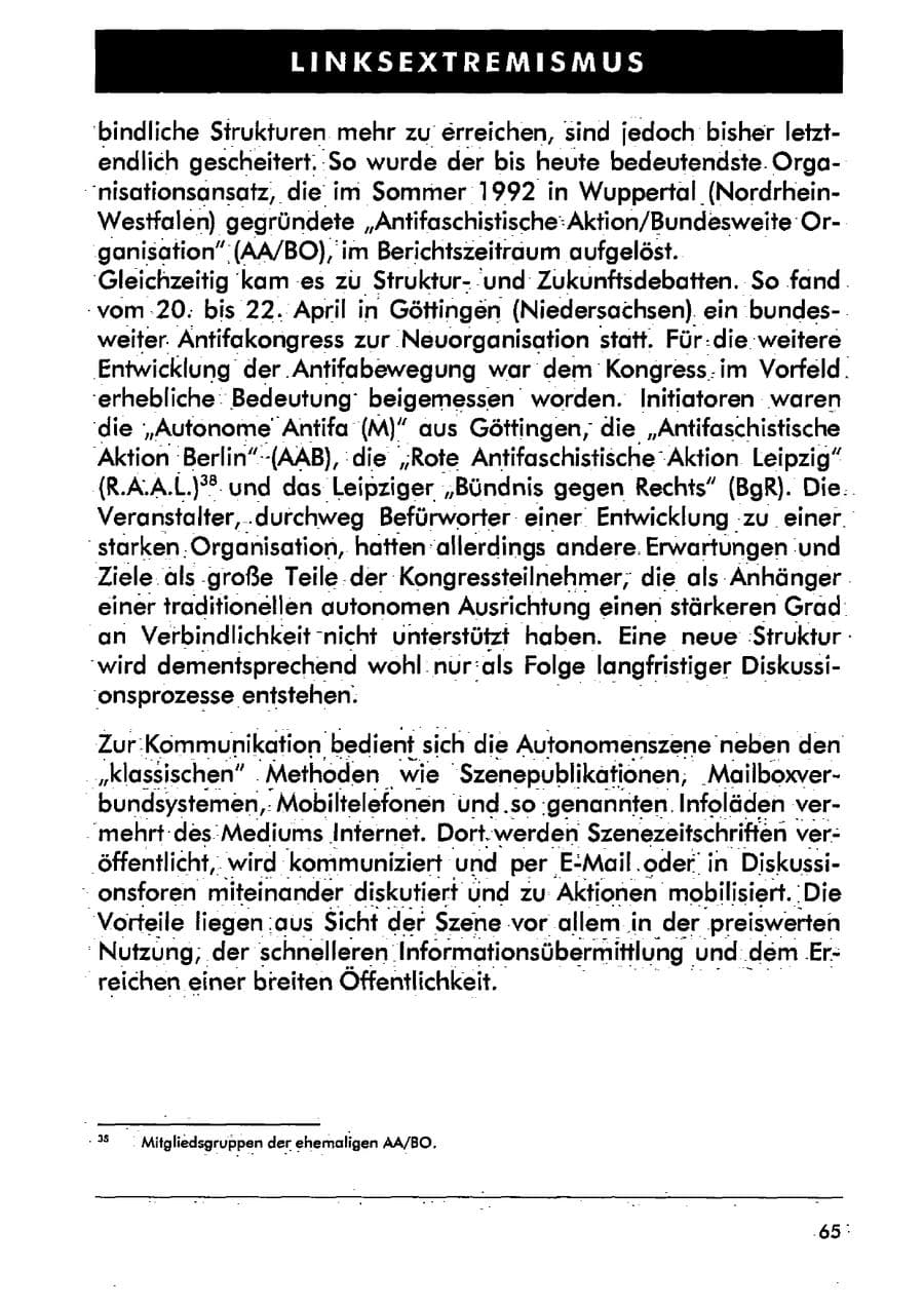 Seite 76 des Verfassungsschutzbericht 2001 Sachsen-Anhalt
