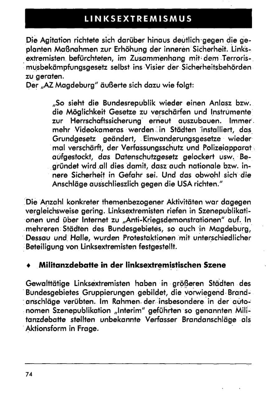 Seite 85 des Verfassungsschutzbericht 2001 Sachsen-Anhalt