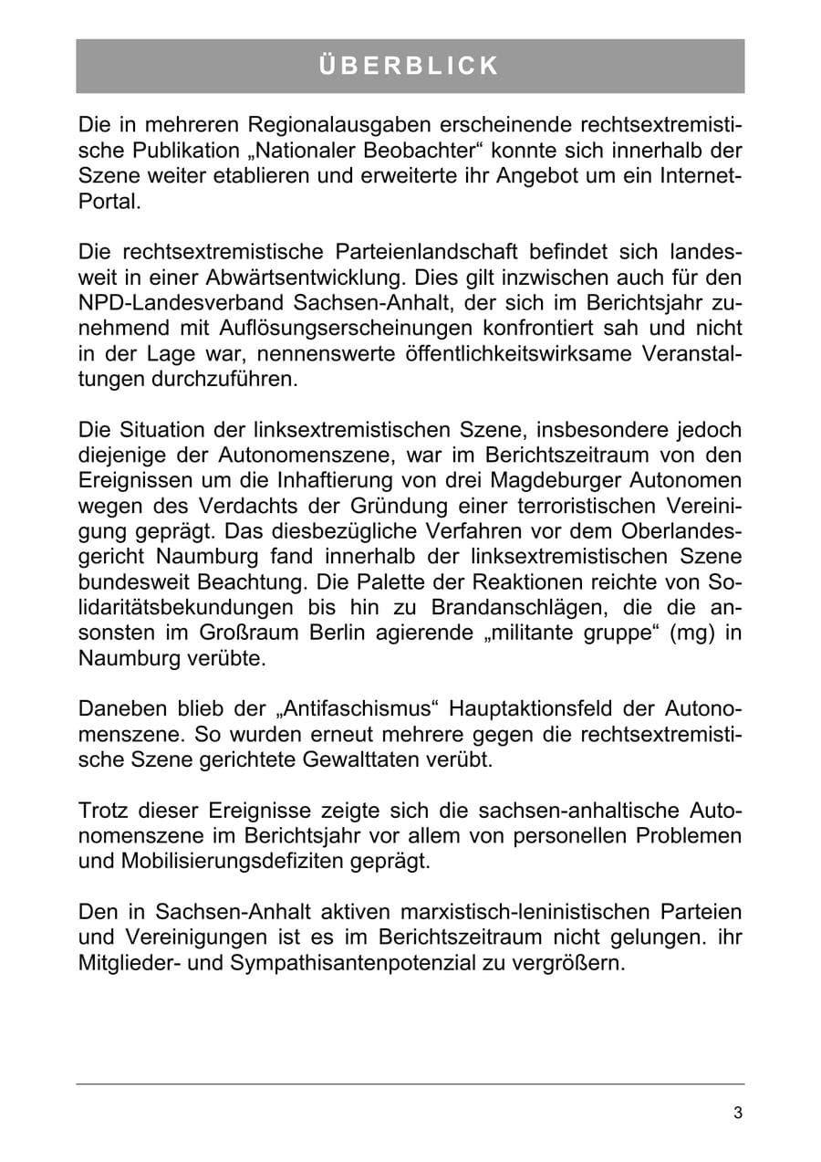 Seite 12 des Verfassungsschutzbericht 2003 Sachsen-Anhalt