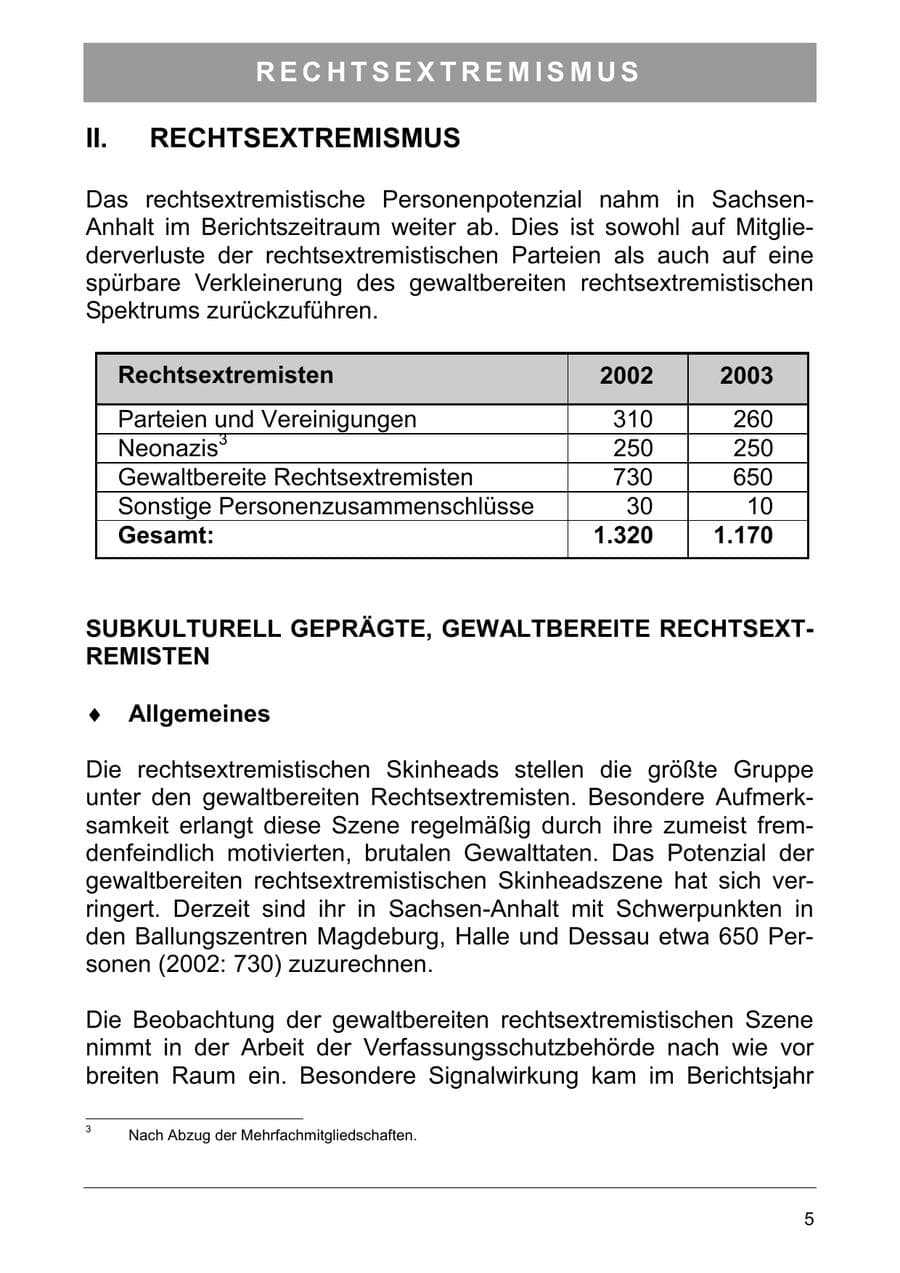 Seite 14 des Verfassungsschutzbericht 2003 Sachsen-Anhalt