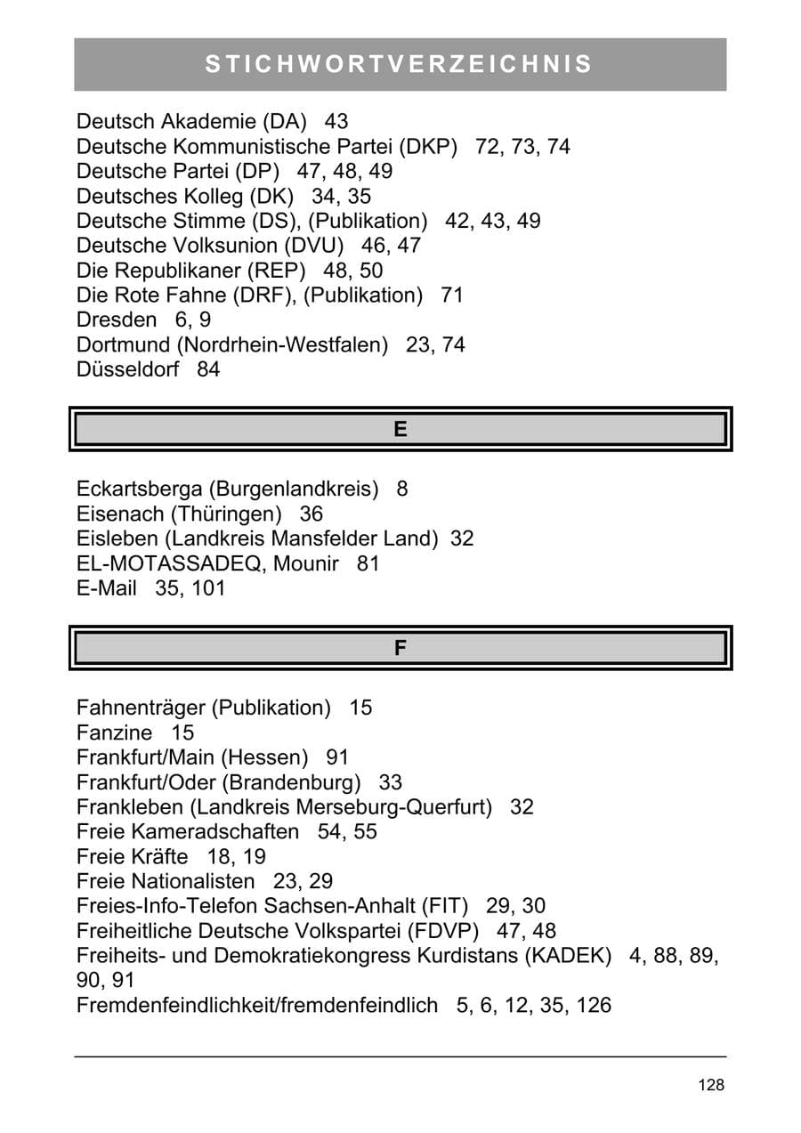 Seite 137 des Verfassungsschutzbericht 2003 Sachsen-Anhalt