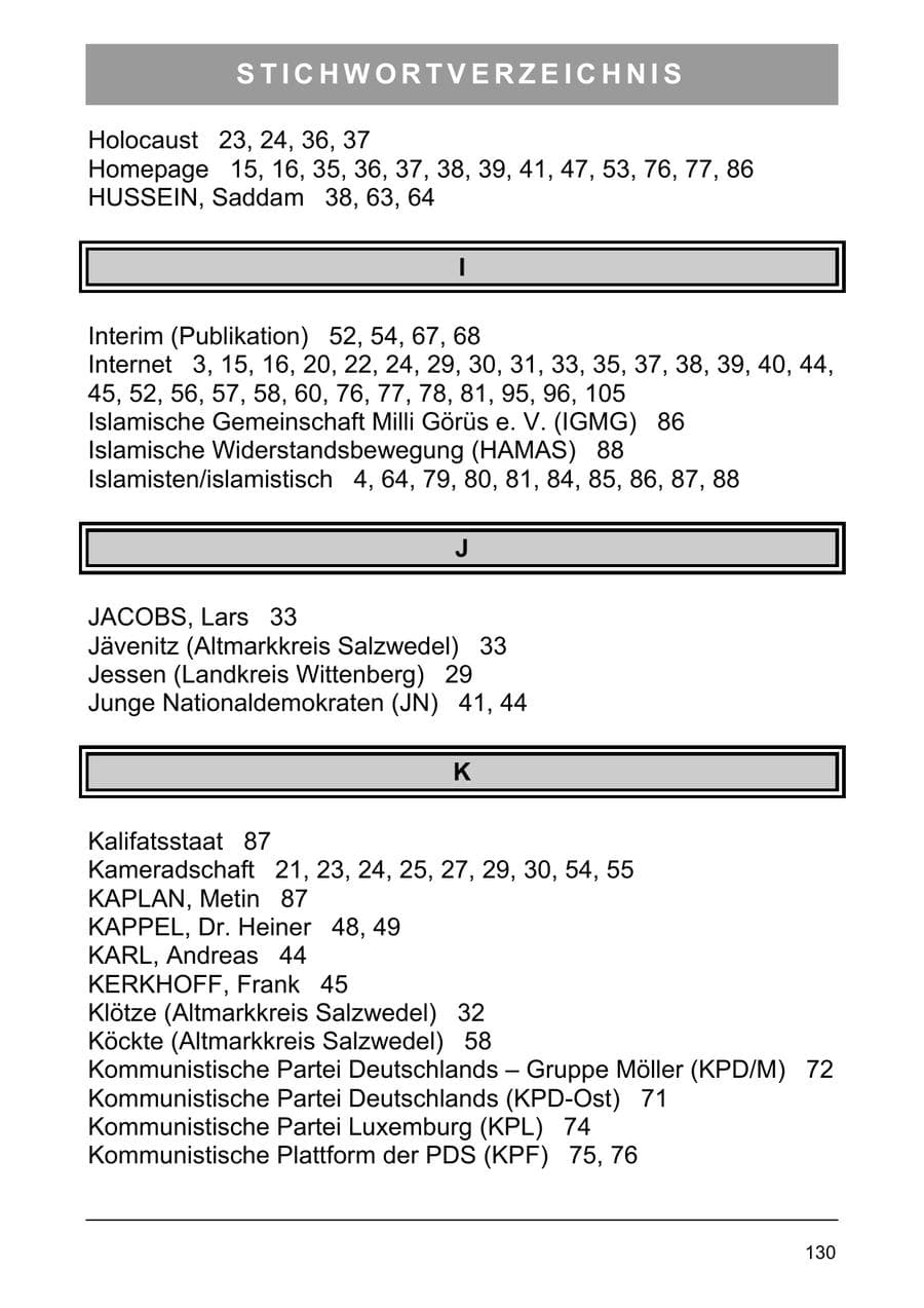 Seite 139 des Verfassungsschutzbericht 2003 Sachsen-Anhalt