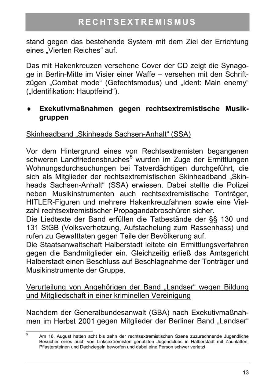 Seite 22 des Verfassungsschutzbericht 2003 Sachsen-Anhalt