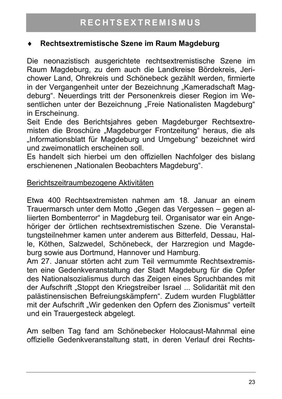 Seite 32 des Verfassungsschutzbericht 2003 Sachsen-Anhalt