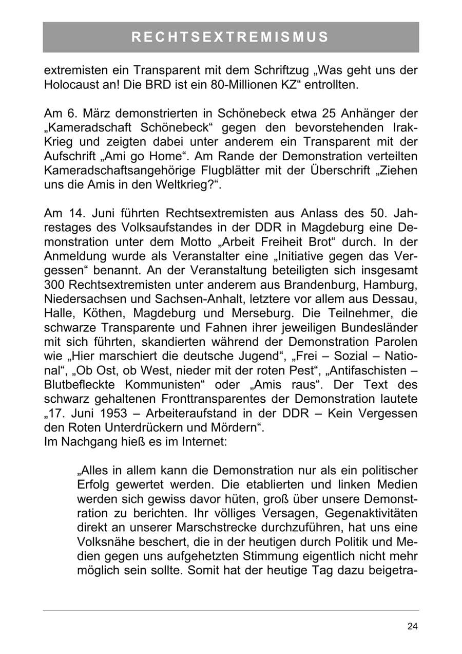 Seite 33 des Verfassungsschutzbericht 2003 Sachsen-Anhalt