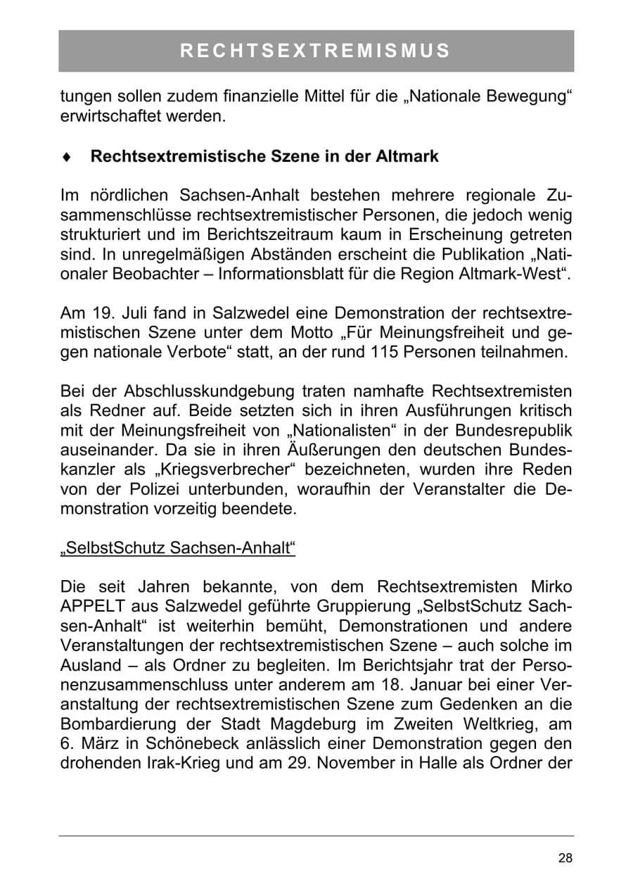 Seite 37 des Verfassungsschutzbericht 2003 Sachsen-Anhalt