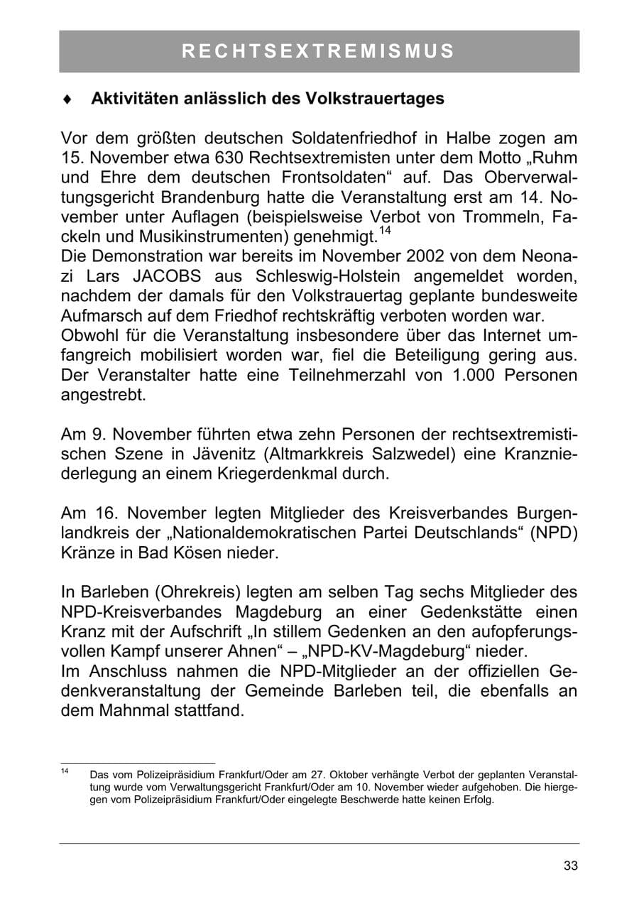 Seite 42 des Verfassungsschutzbericht 2003 Sachsen-Anhalt