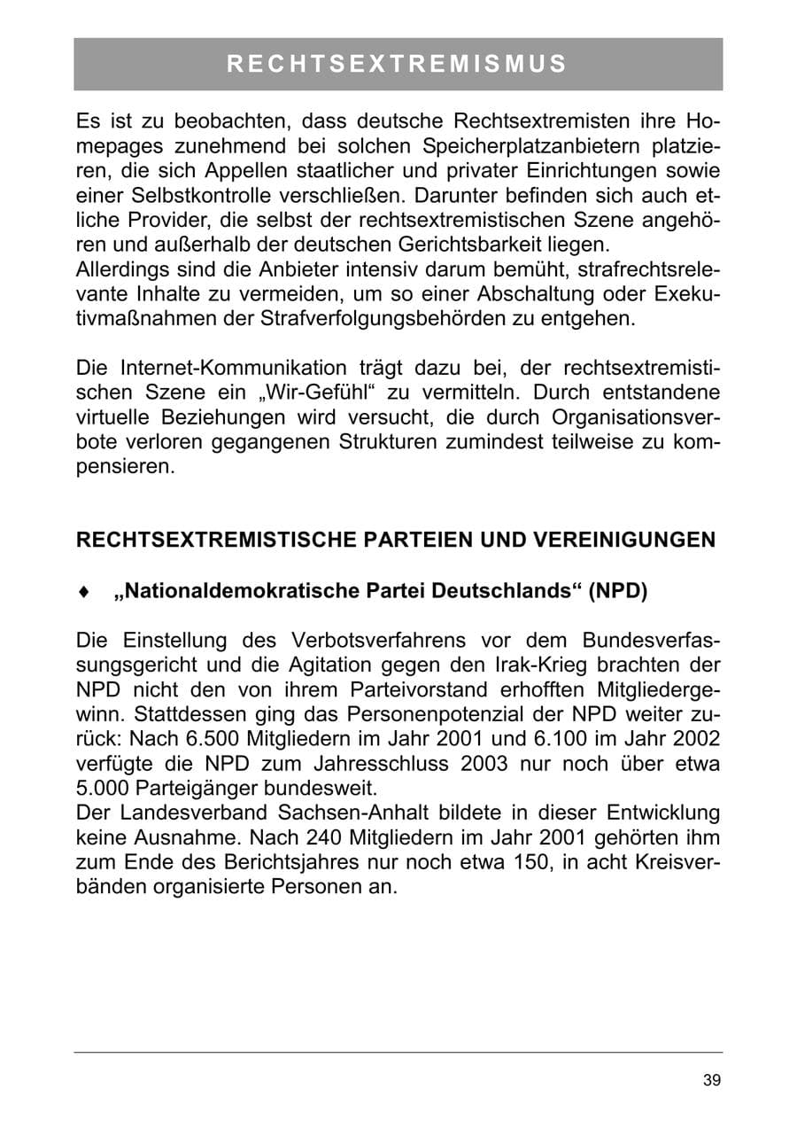 Seite 48 des Verfassungsschutzbericht 2003 Sachsen-Anhalt