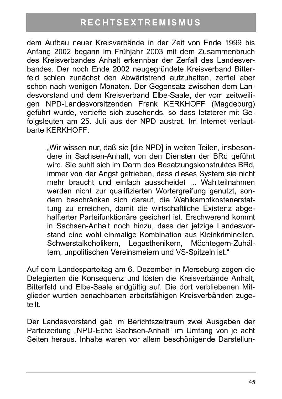 Seite 54 des Verfassungsschutzbericht 2003 Sachsen-Anhalt