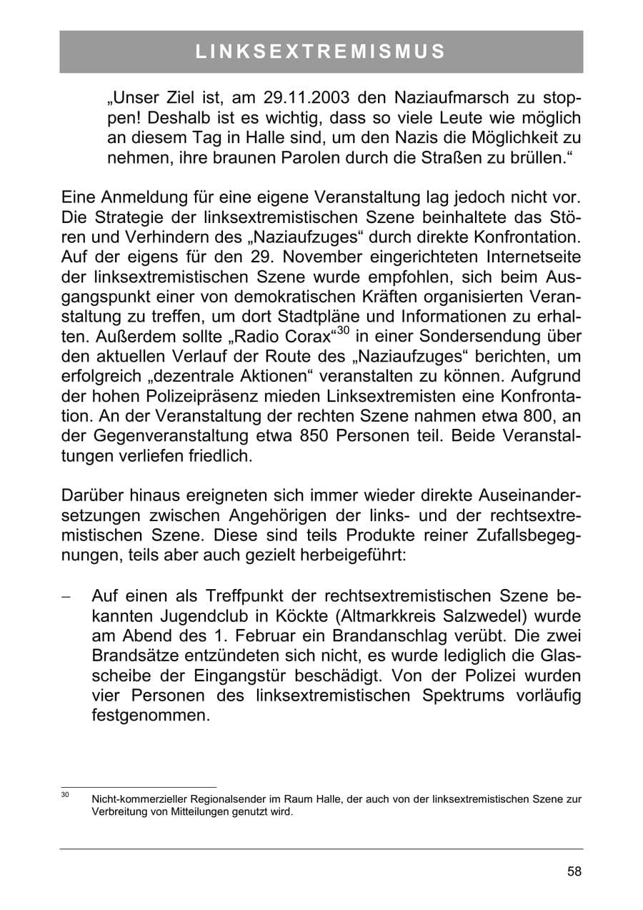 Seite 67 des Verfassungsschutzbericht 2003 Sachsen-Anhalt