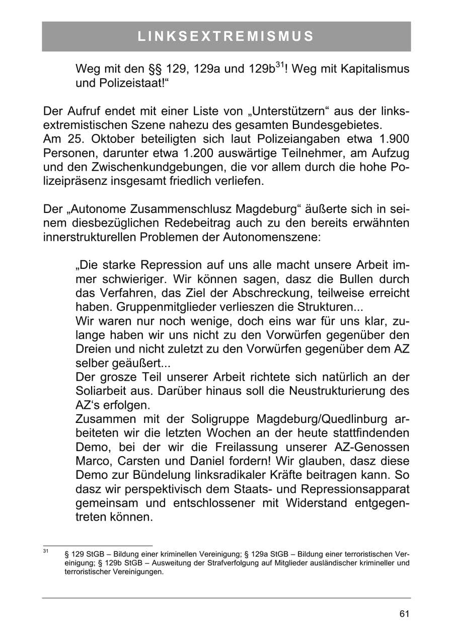 Seite 70 des Verfassungsschutzbericht 2003 Sachsen-Anhalt