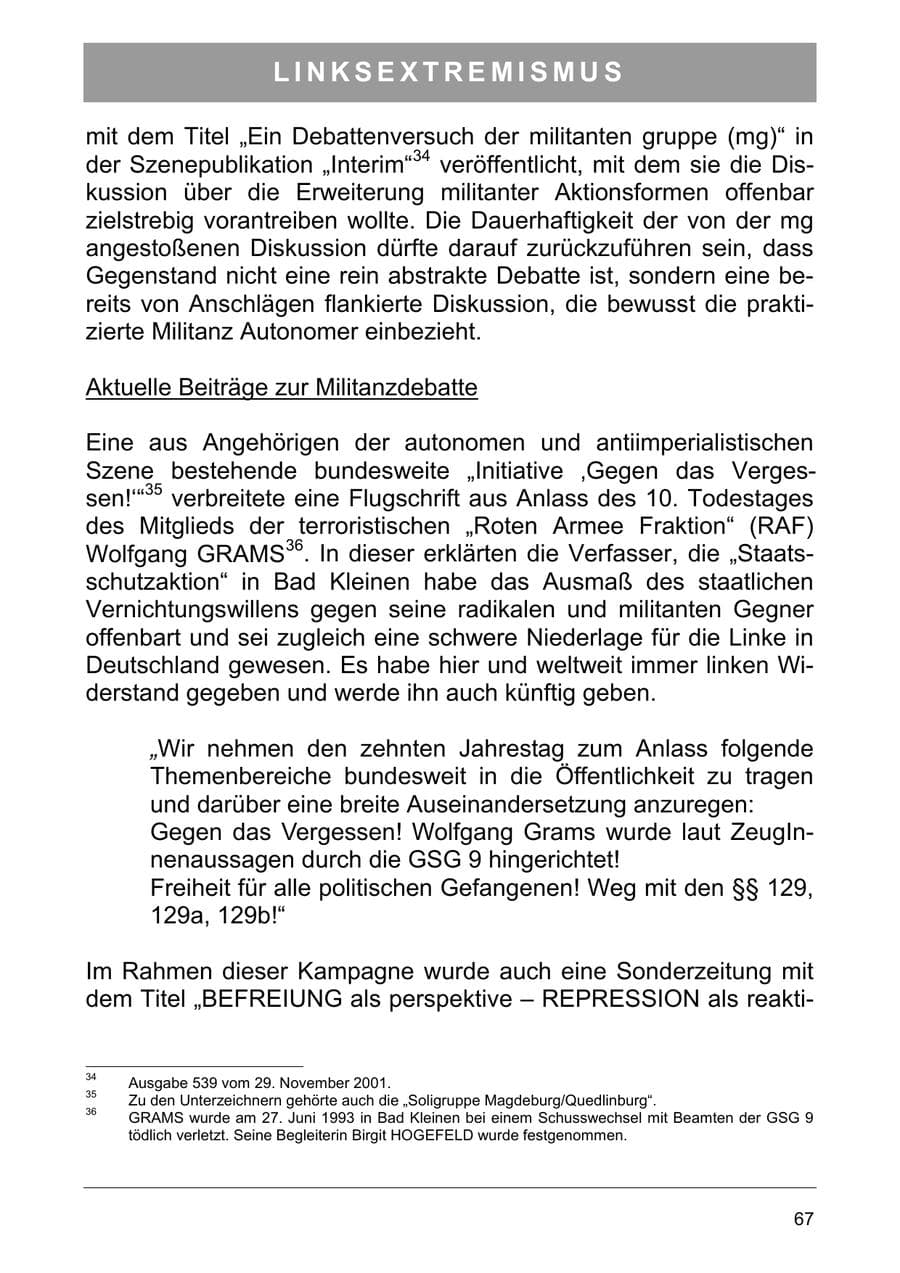 Seite 76 des Verfassungsschutzbericht 2003 Sachsen-Anhalt