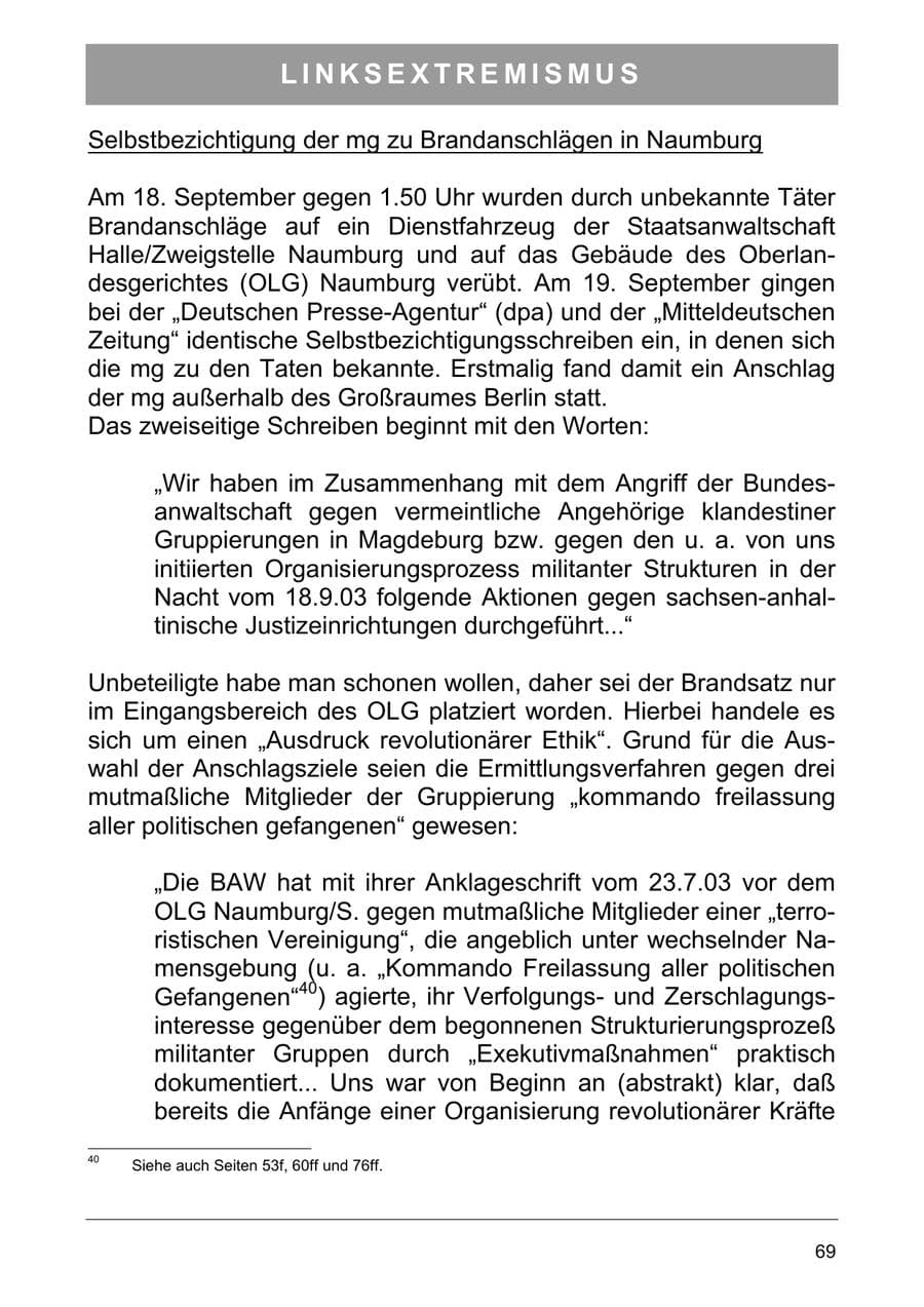 Seite 78 des Verfassungsschutzbericht 2003 Sachsen-Anhalt