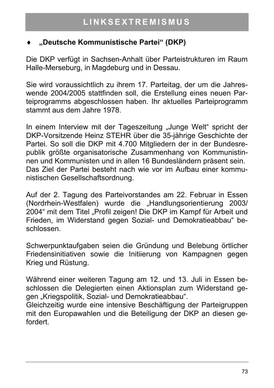 Seite 82 des Verfassungsschutzbericht 2003 Sachsen-Anhalt