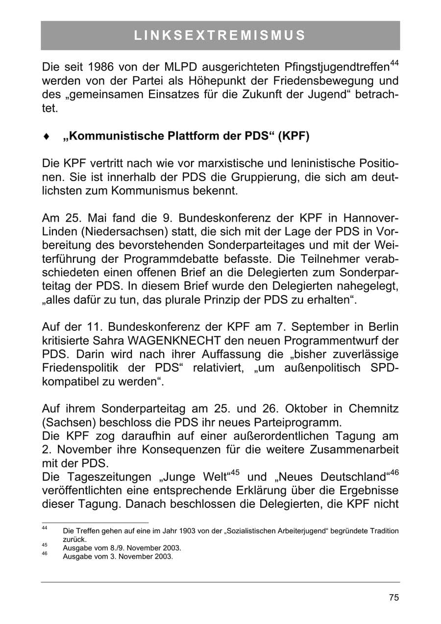 Seite 84 des Verfassungsschutzbericht 2003 Sachsen-Anhalt