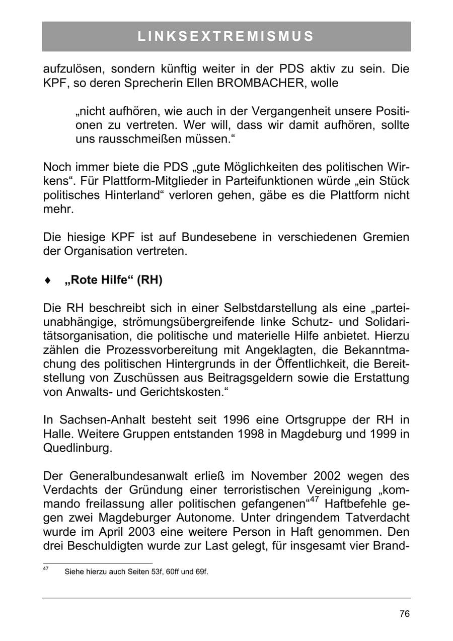 Seite 85 des Verfassungsschutzbericht 2003 Sachsen-Anhalt