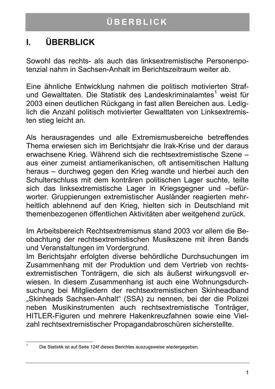 Seite 10 des Verfassungsschutzbericht 2003 Sachsen-Anhalt