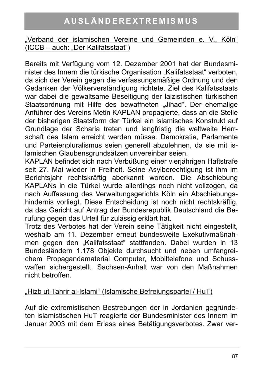Seite 96 des Verfassungsschutzbericht 2003 Sachsen-Anhalt