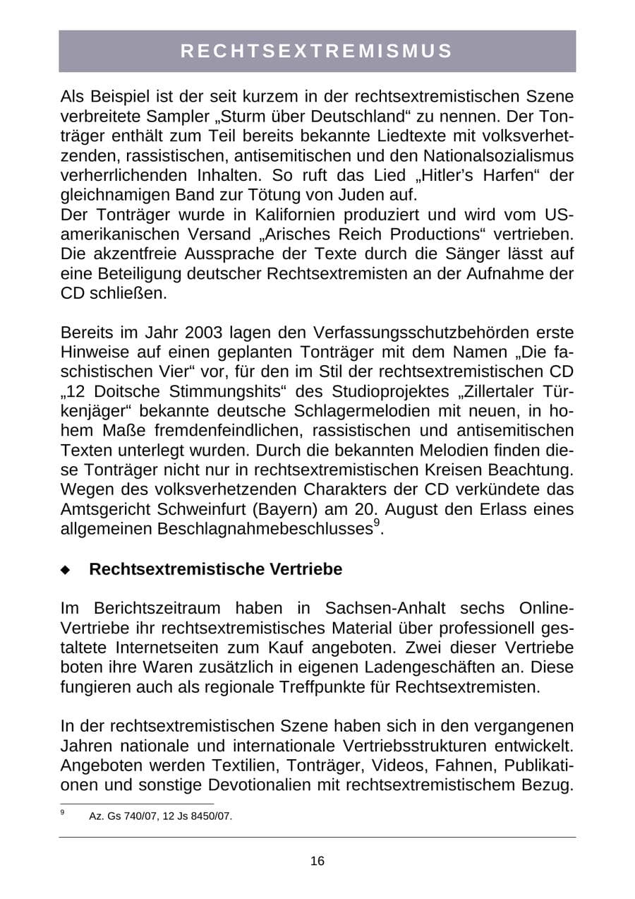 Seite 19 des Verfassungsschutzbericht 2007 Sachsen-Anhalt